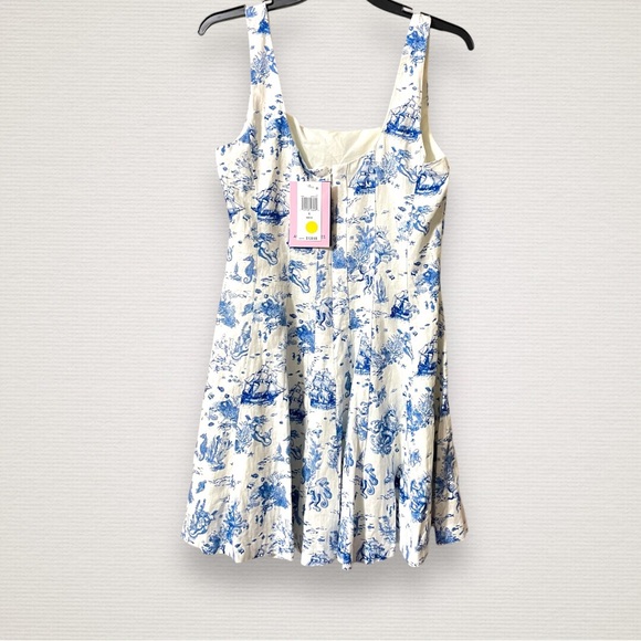 Avec Les Filles Toile-Print Linen-Blend Fit & Flare Dress - Picture 3 of 3